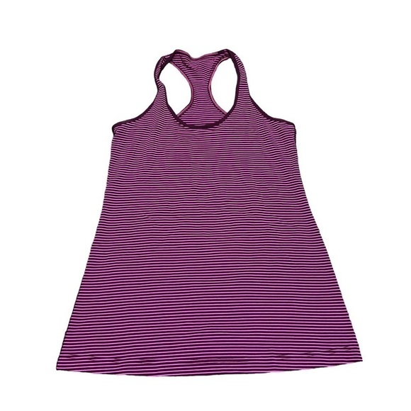 LULULEMON striped raspberry/black stripe cool racerback tank, size 8 - Picture 1 of 5